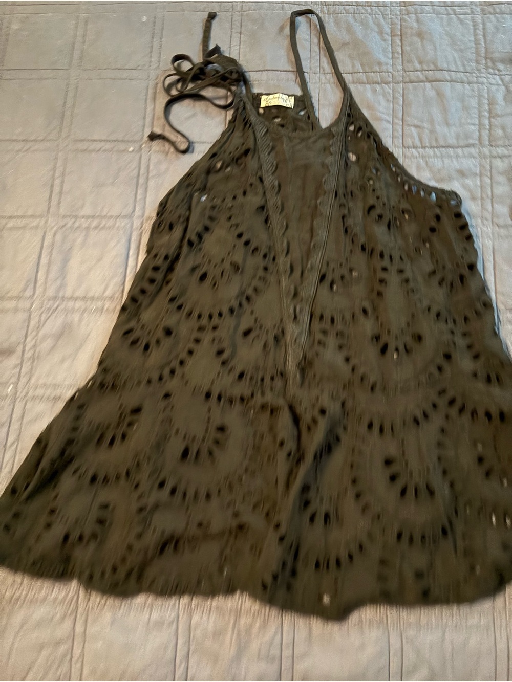 Boho Eyelet Black Sleeveless free people intimately size extra small Women’s Top